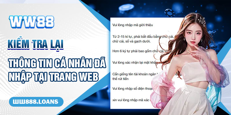 Kiểm tra lại thông tin cá nhân đã nhập tại trang web